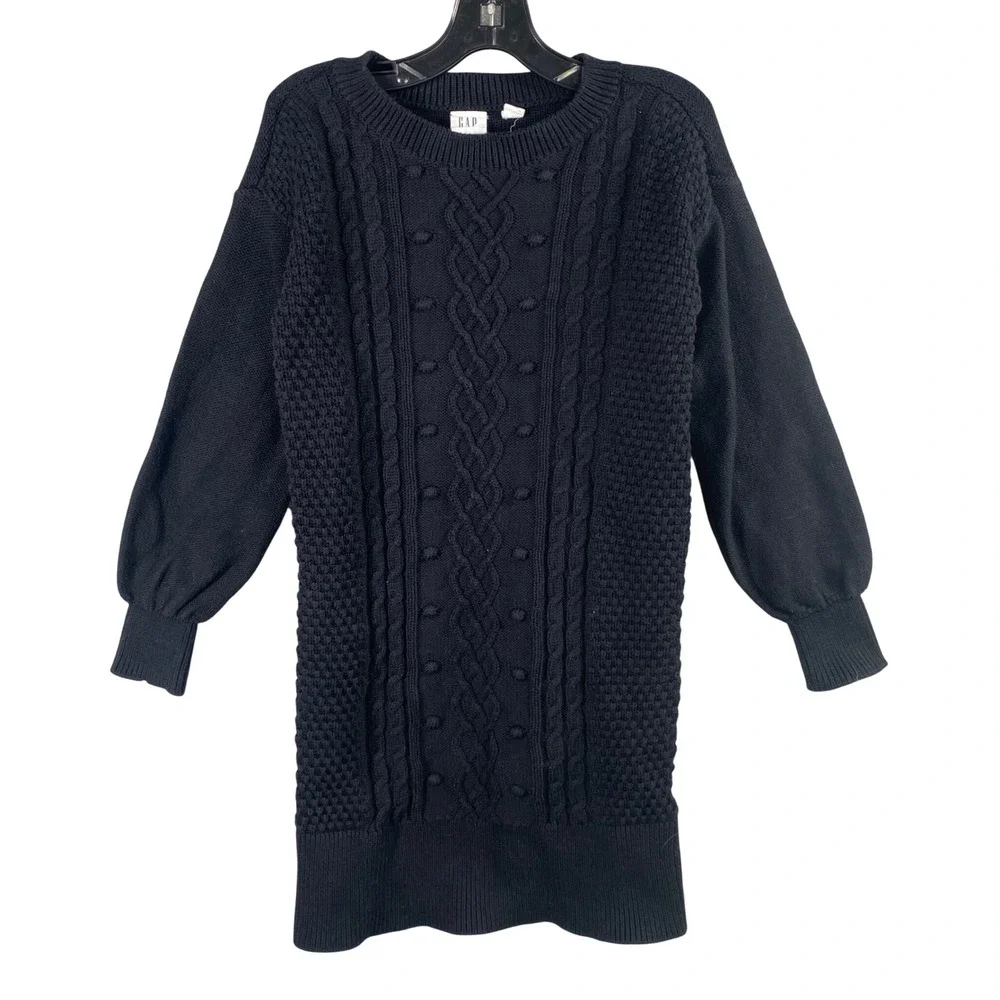 GAP Kids‎ Black Cable Knit Sweater Dress Size Small Fisherman Preppy Cozy